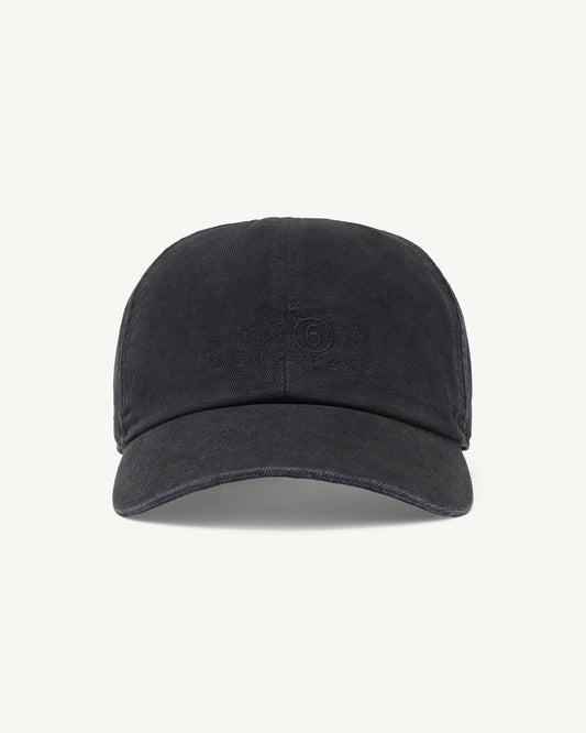 Black Cotton Canvas Embroidered Logo Cap