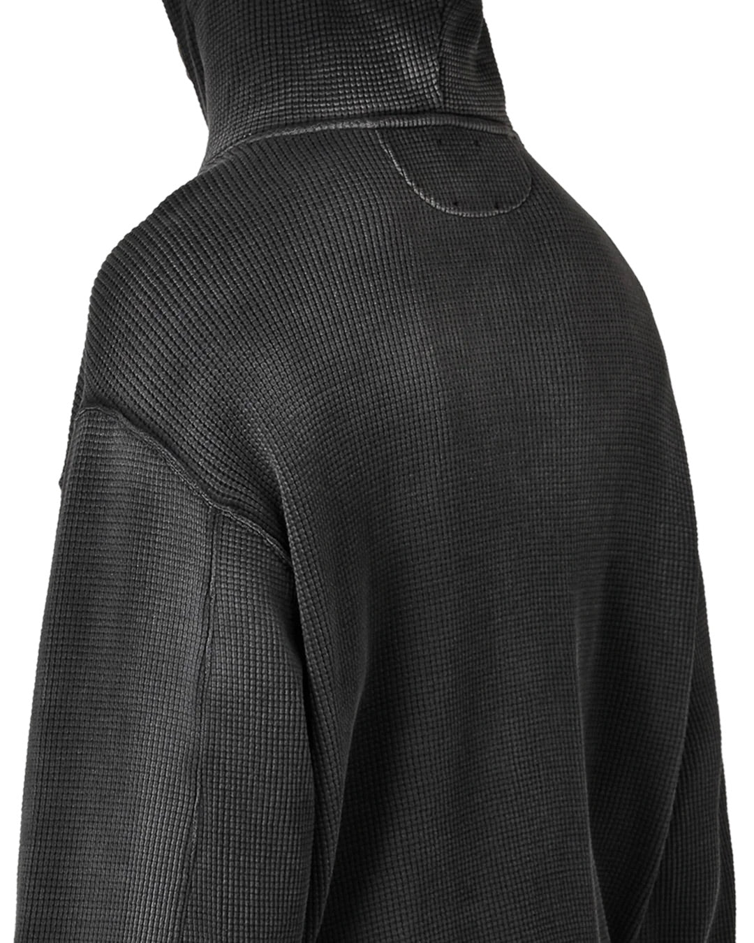 Black Bee Sun Faded Waffle Zip Up Hoodie