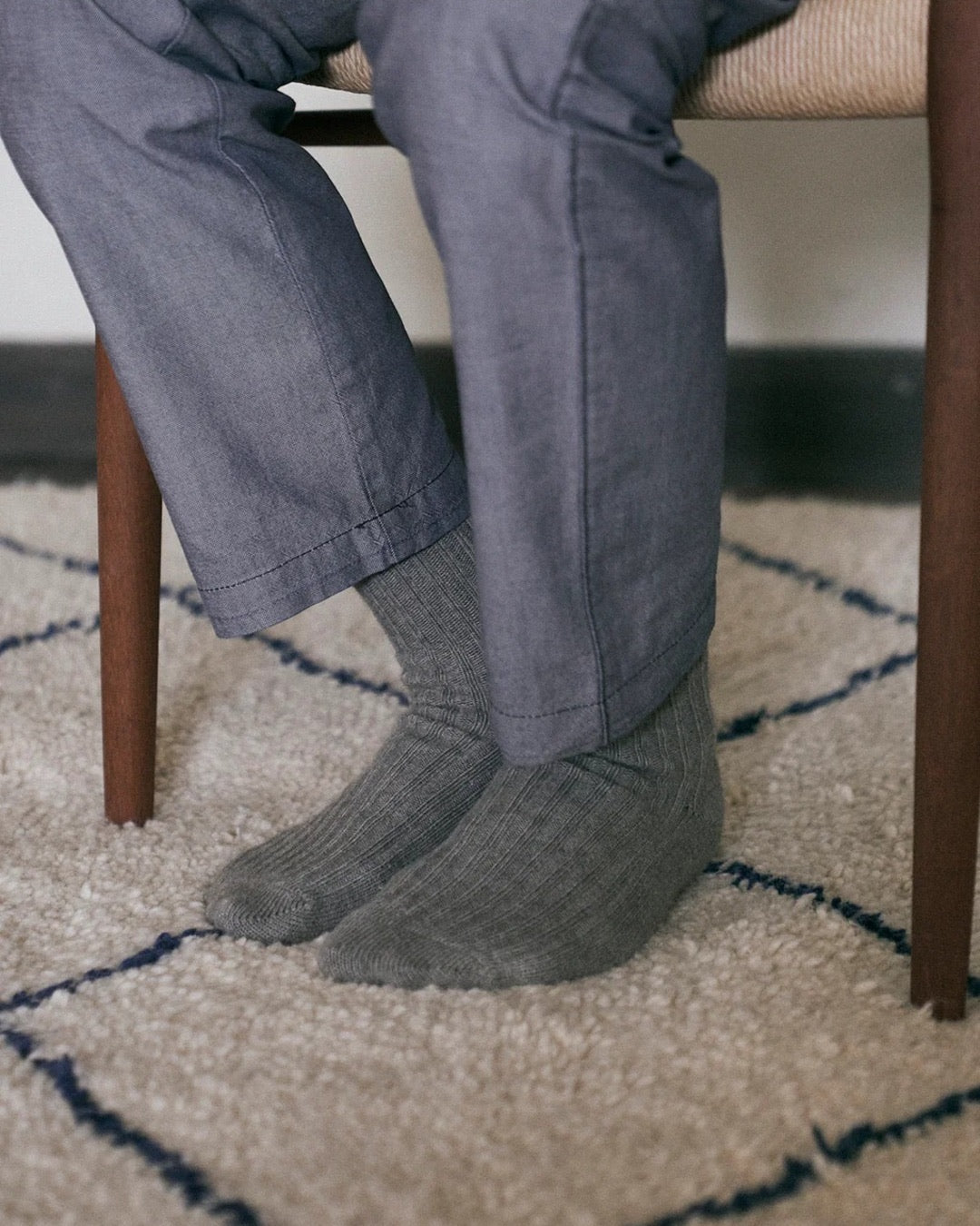 Dark Gray Organic Cotton Yak Ribbed Socks