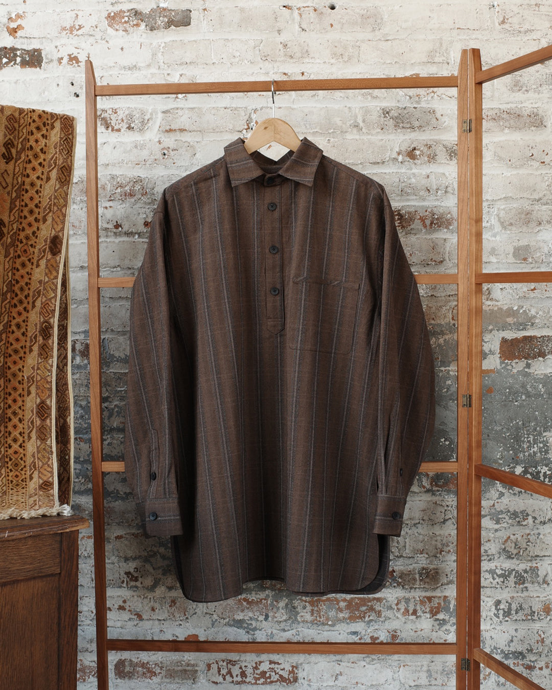 Umber Stripe Cotton Twill Easy Shirt