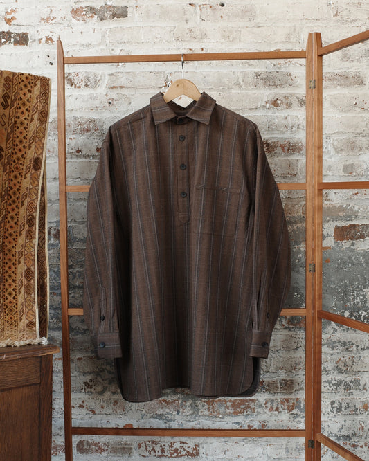 Umber Stripe Cotton Twill Easy Shirt