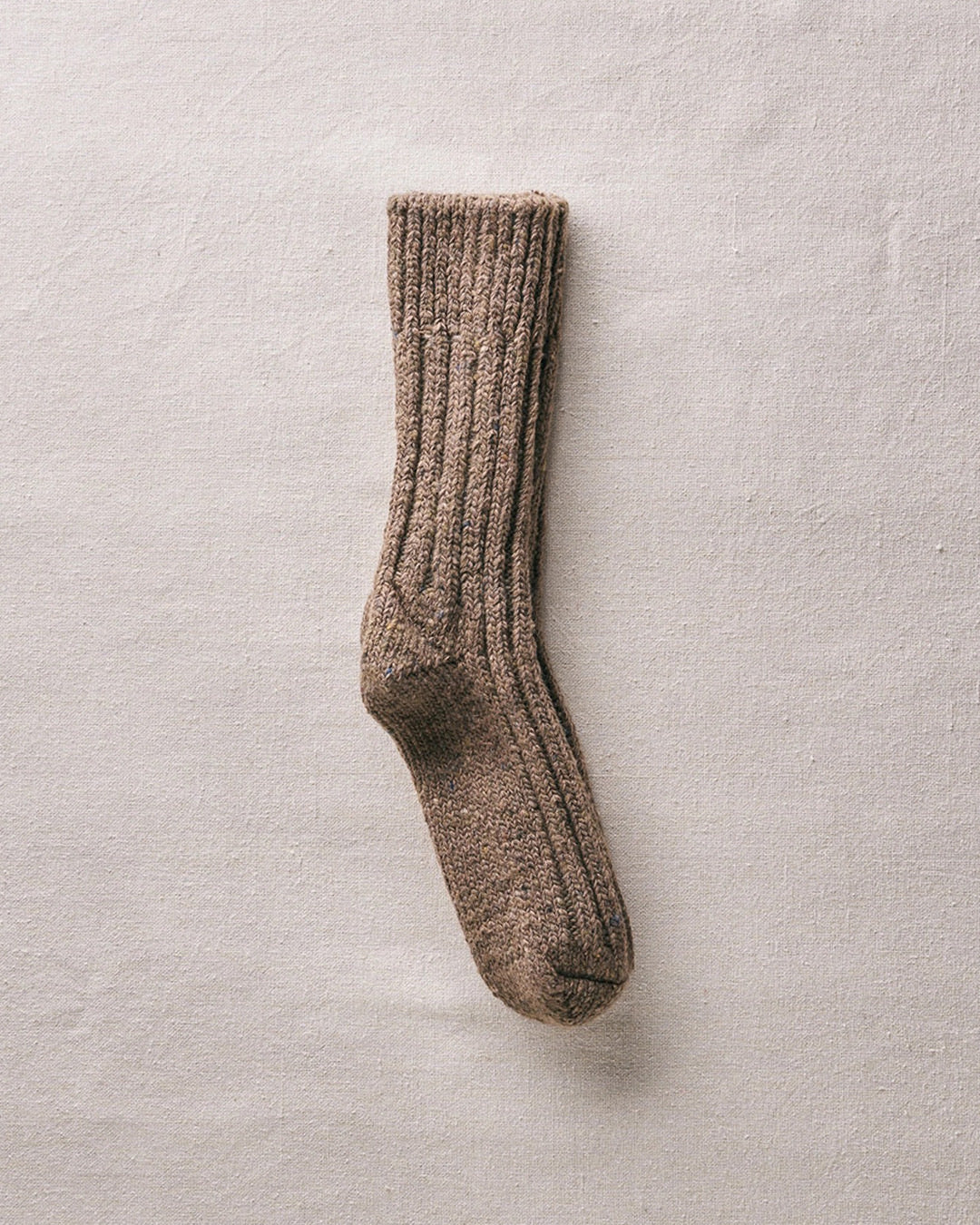 Brown Recycled Wool Organic Cotton Low Gauge Socks