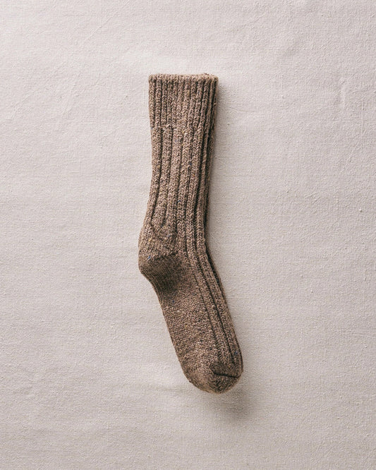 Brown Recycled Wool Organic Cotton Low Gauge Socks