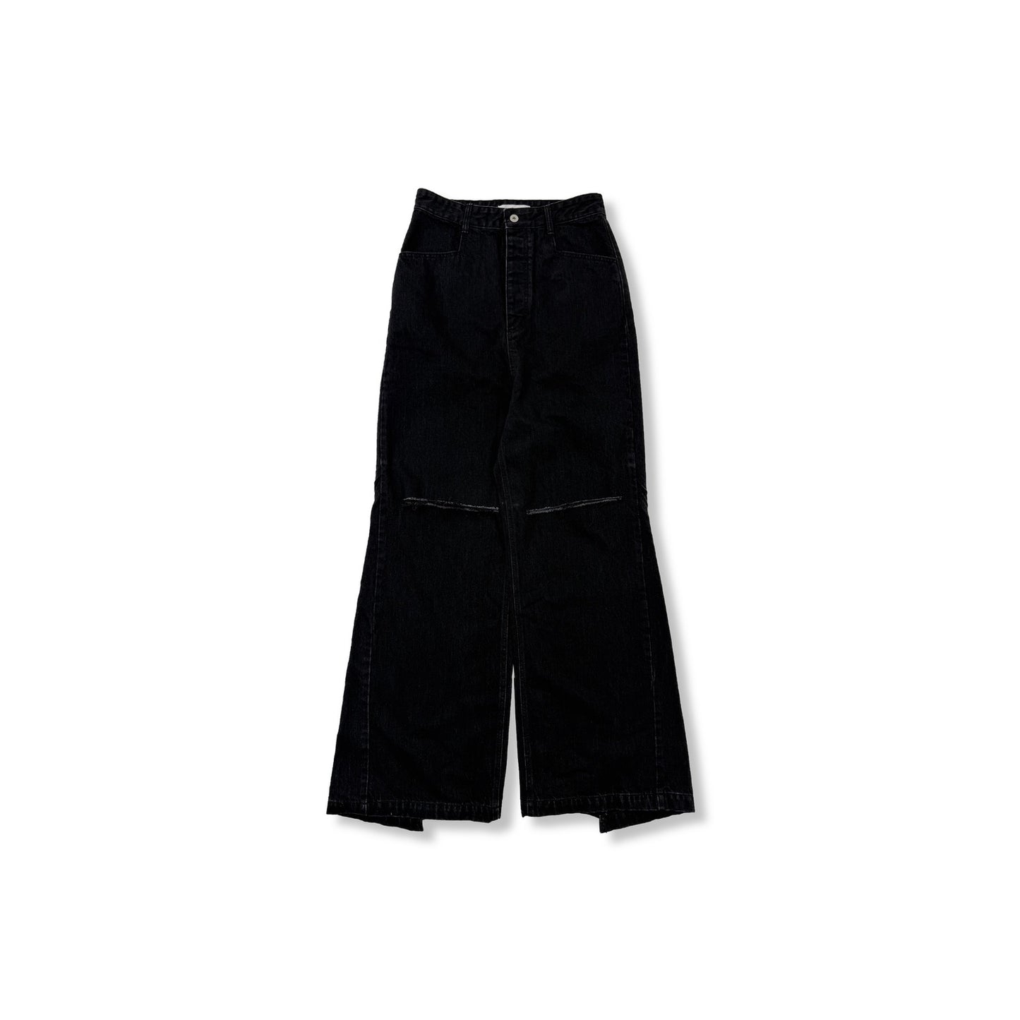 FFFPOSTALSERVICE Washed Black Wide Denim Damaged Trousers