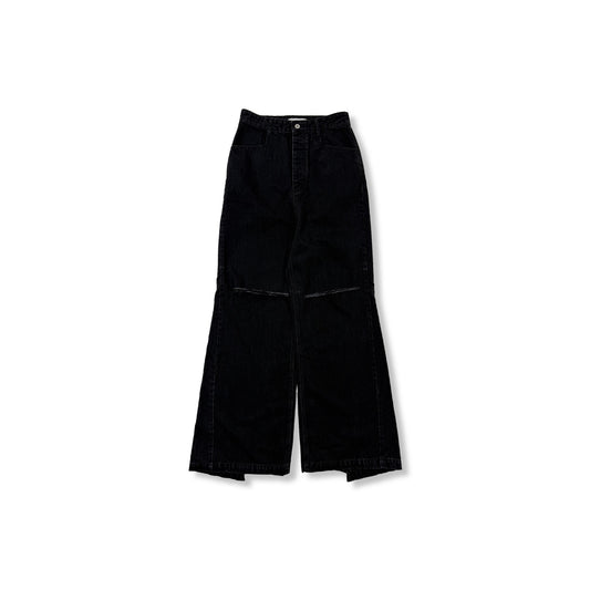 FFFPOSTALSERVICE Washed Black Wide Denim Damaged Trousers