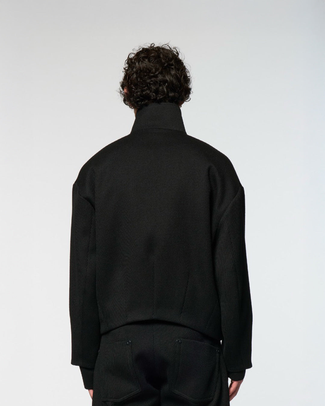 Black Stand Collar Bud Blouson