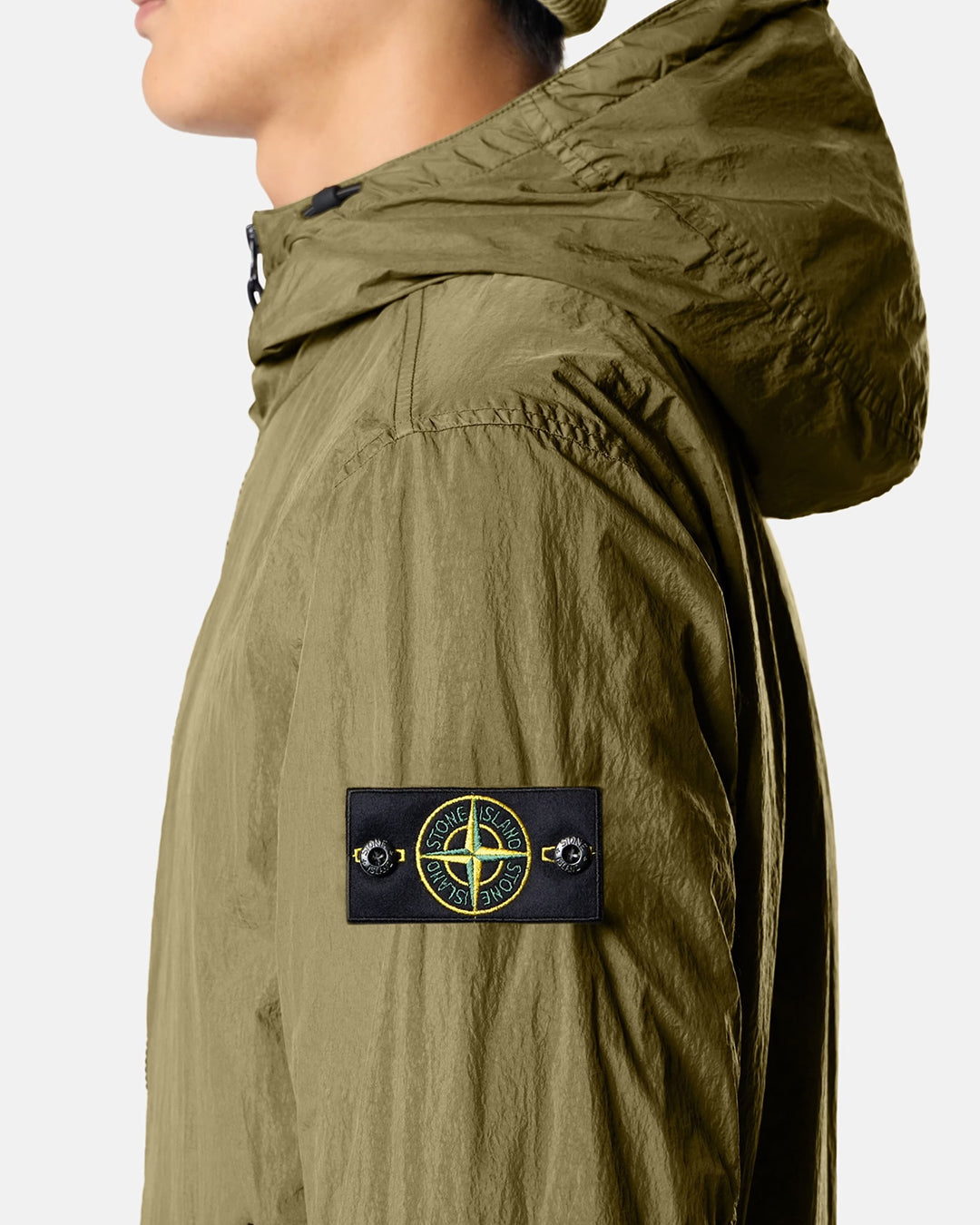 Military Green Crinkle Reps NY Hooded Light Jacket