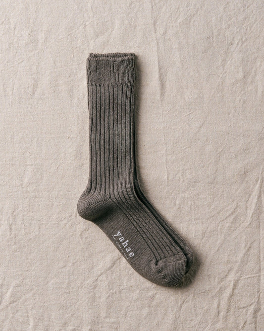 Dark Gray Organic Cotton Yak Ribbed Socks