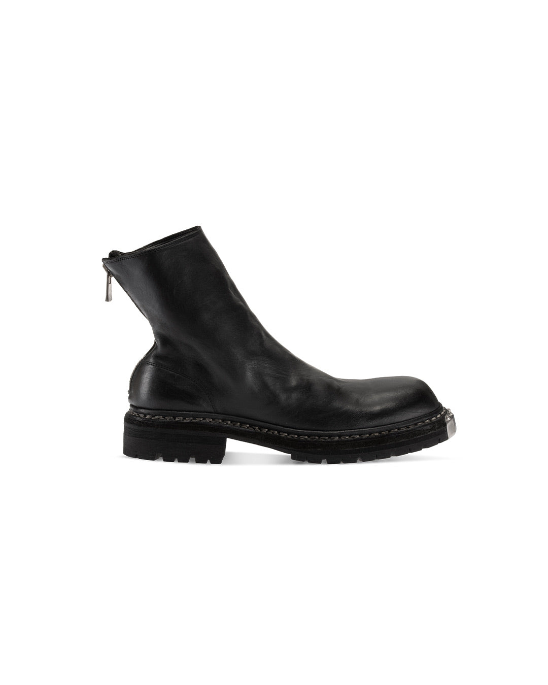 Black Horse Leather GR06V Back Zip Big Daddy Boots