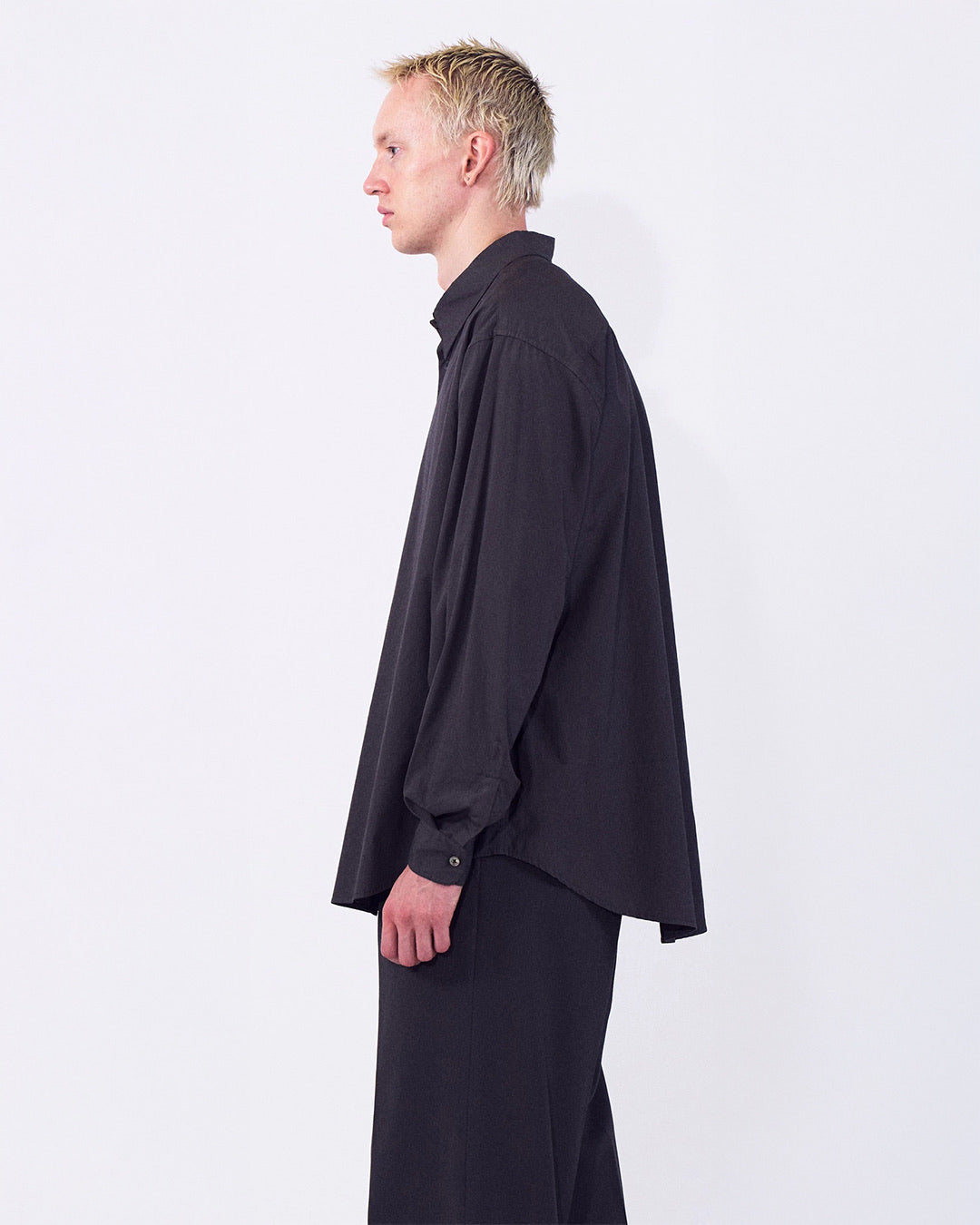 Charcoal Suvin Gold Cotton Poplin Loose Fit Shirt