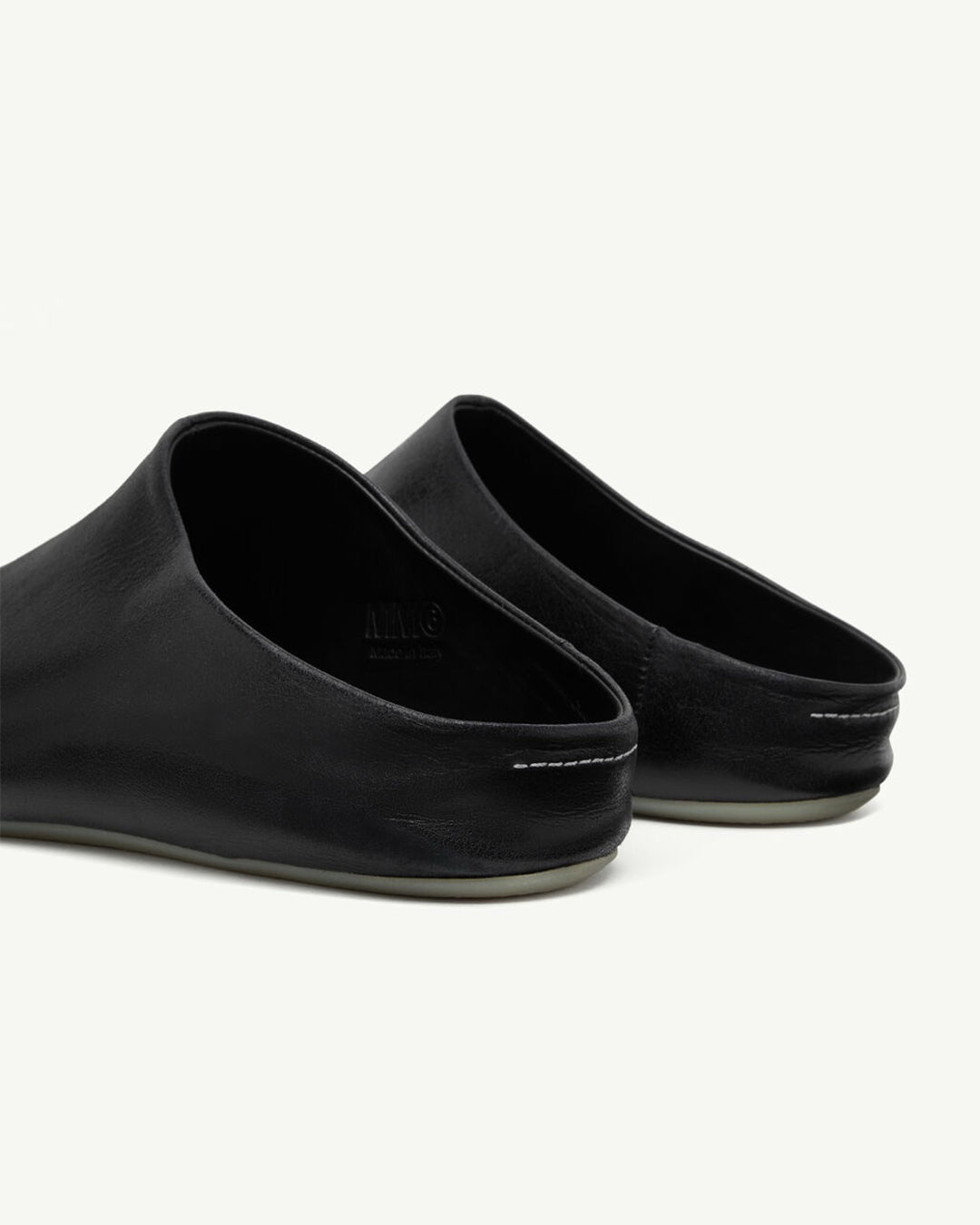 Black Calf Leather Factory Sabots Slipper
