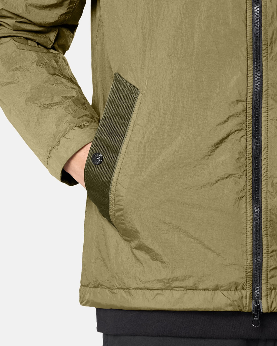 Military Green Crinkle Reps NY Hooded Light Jacket