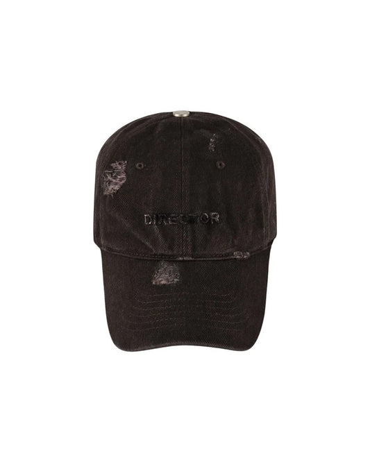 Black Director Damaged Denim Cap