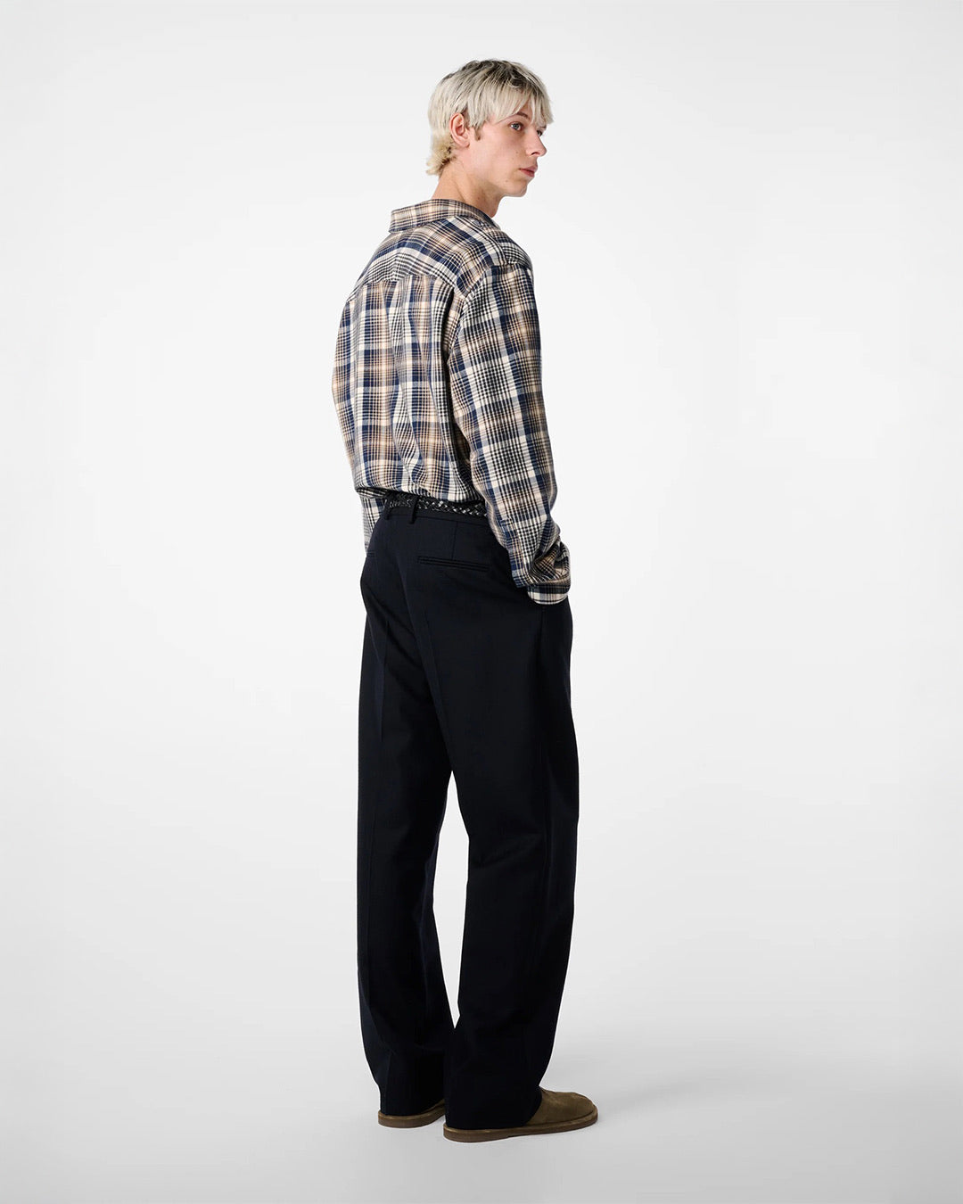 Navy/Oatmeal View Brushed Check Regular Fit Shirt