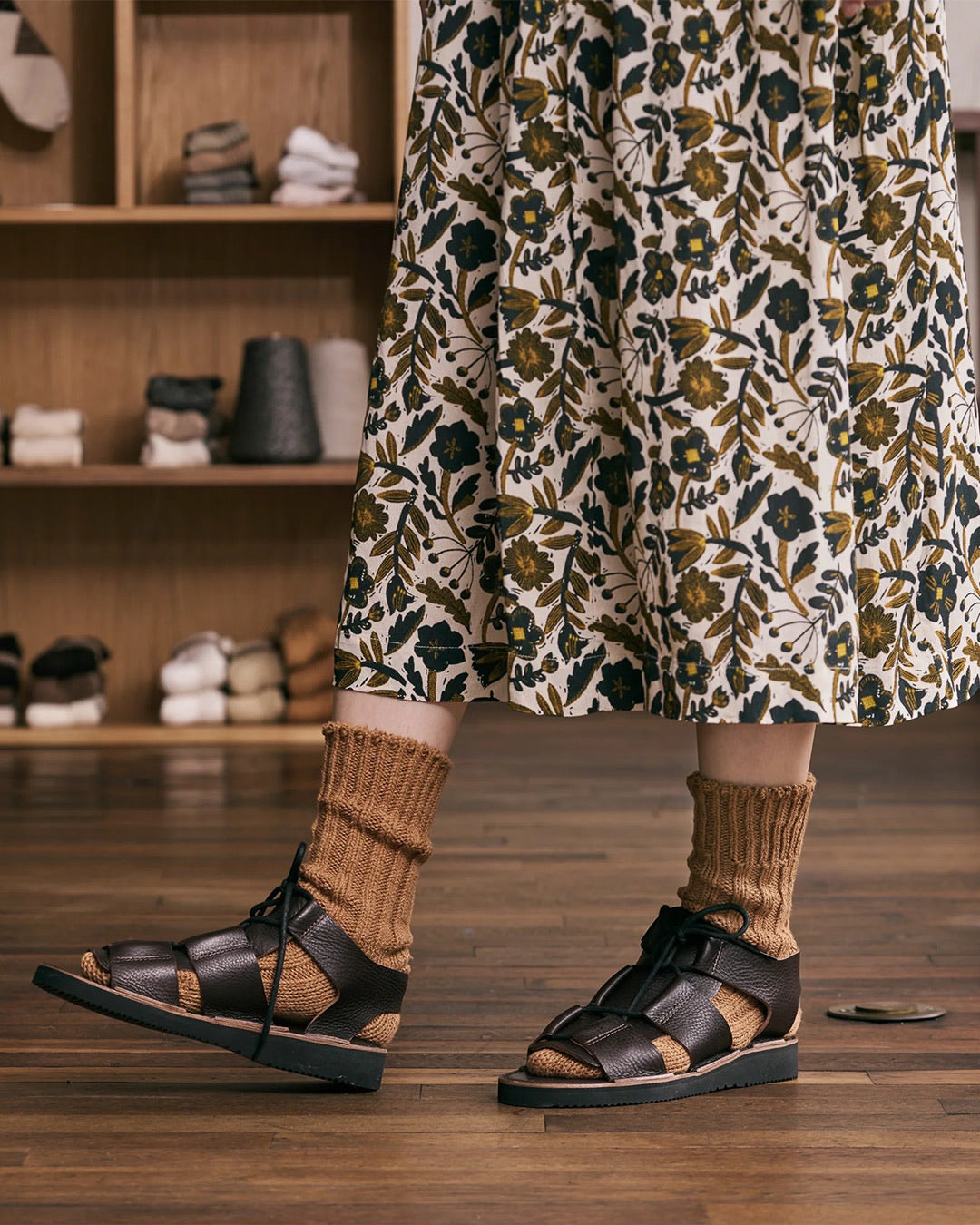 Brown Organic Cotton Low Gauge Socks