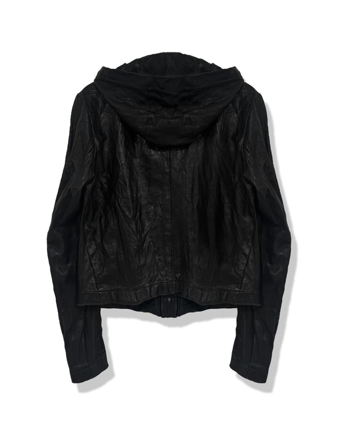 SAN263-1 Black Single Panel Hooded Leather Jacket
