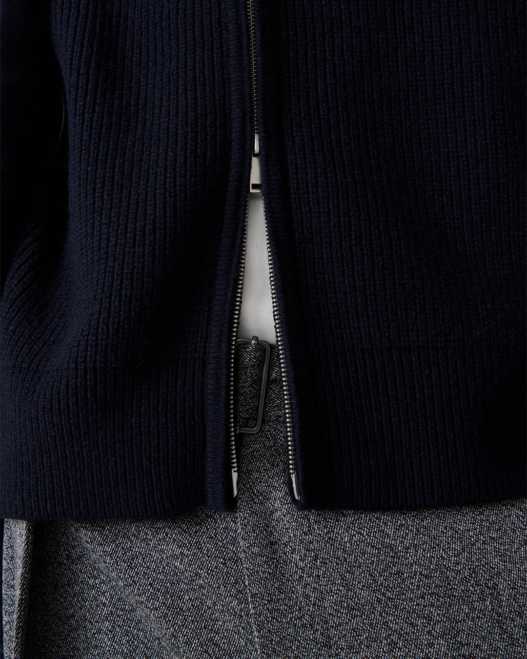 Darkest Navy Sandos Rib Zip Though Jumper