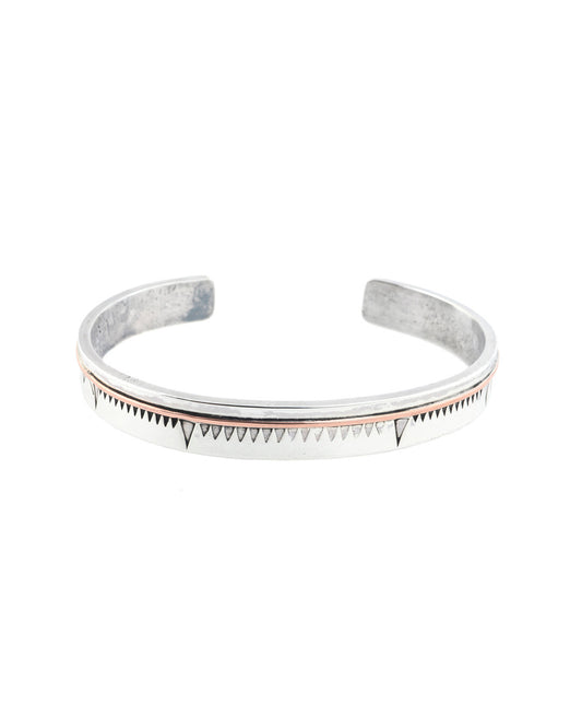 Silver Copper Line Bangle Bracelet