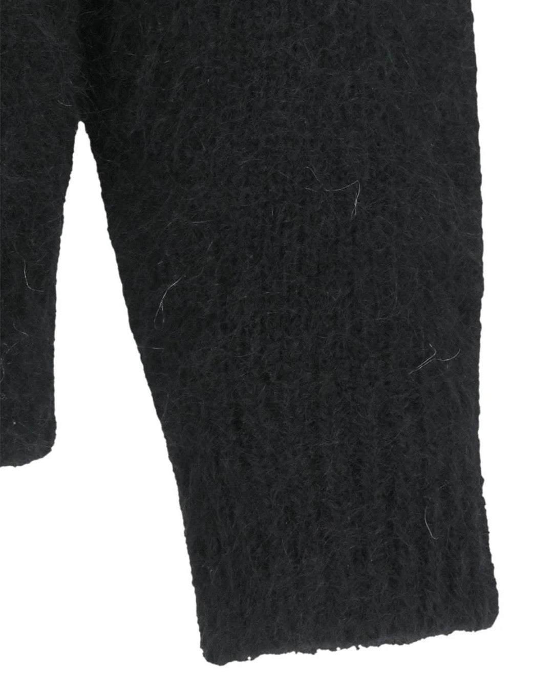 Black Hairy Rounded Pullover