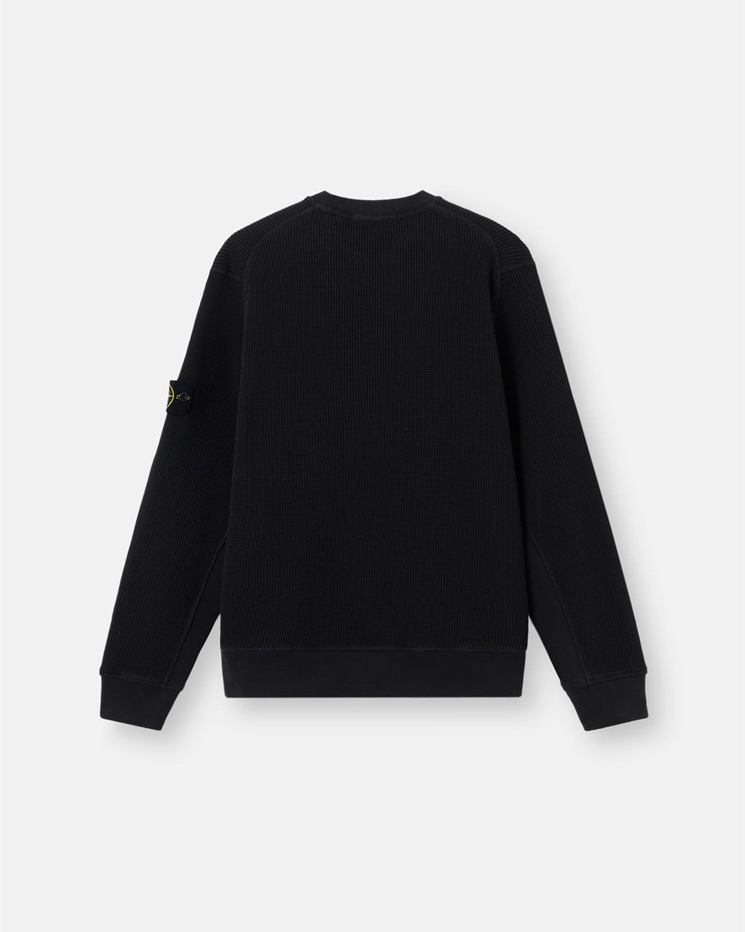 Black Organic Cotton Waffle Fleece Crewneck Sweatshirt