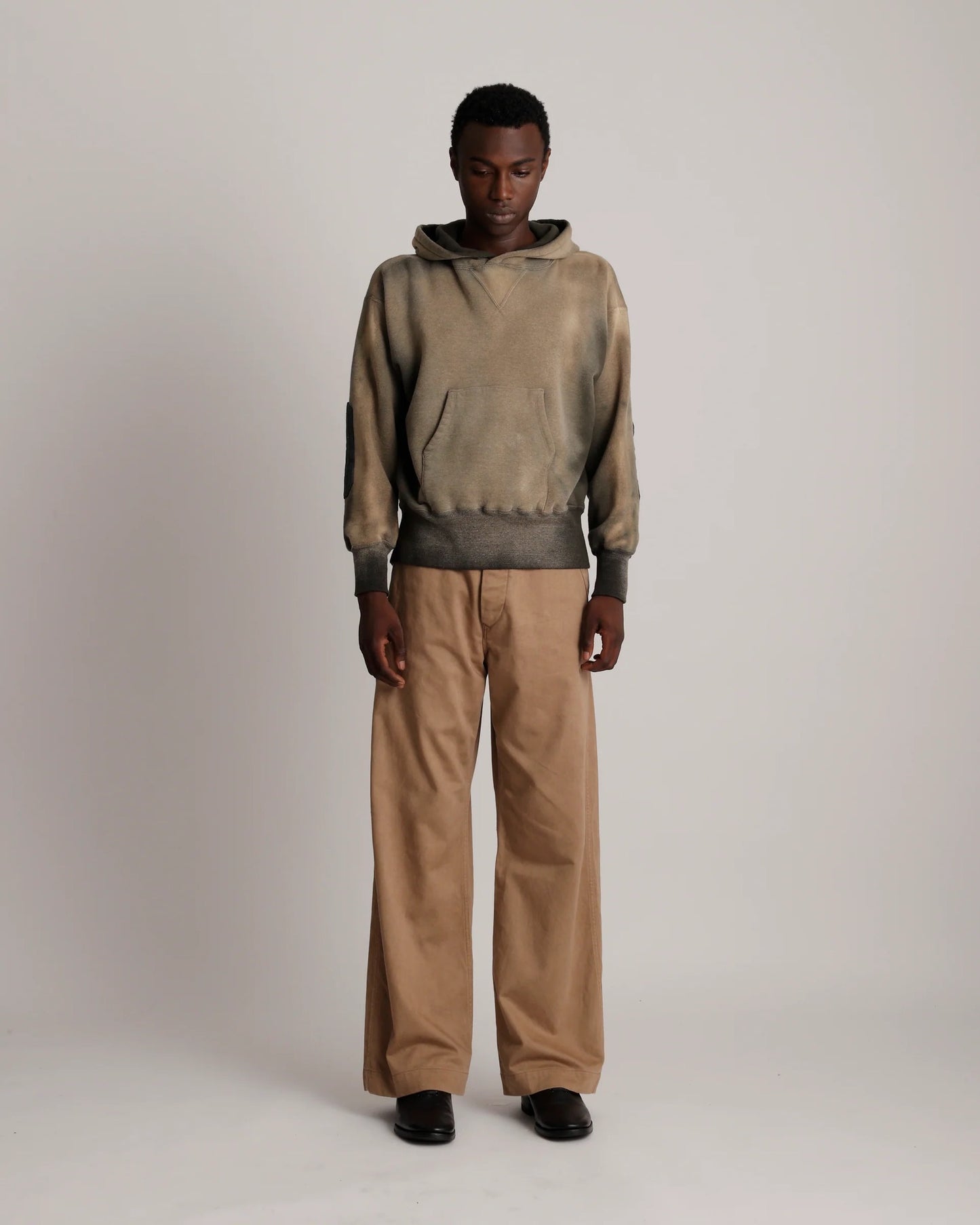 Bleached Deep Green Lot.606 Hooded Shirt