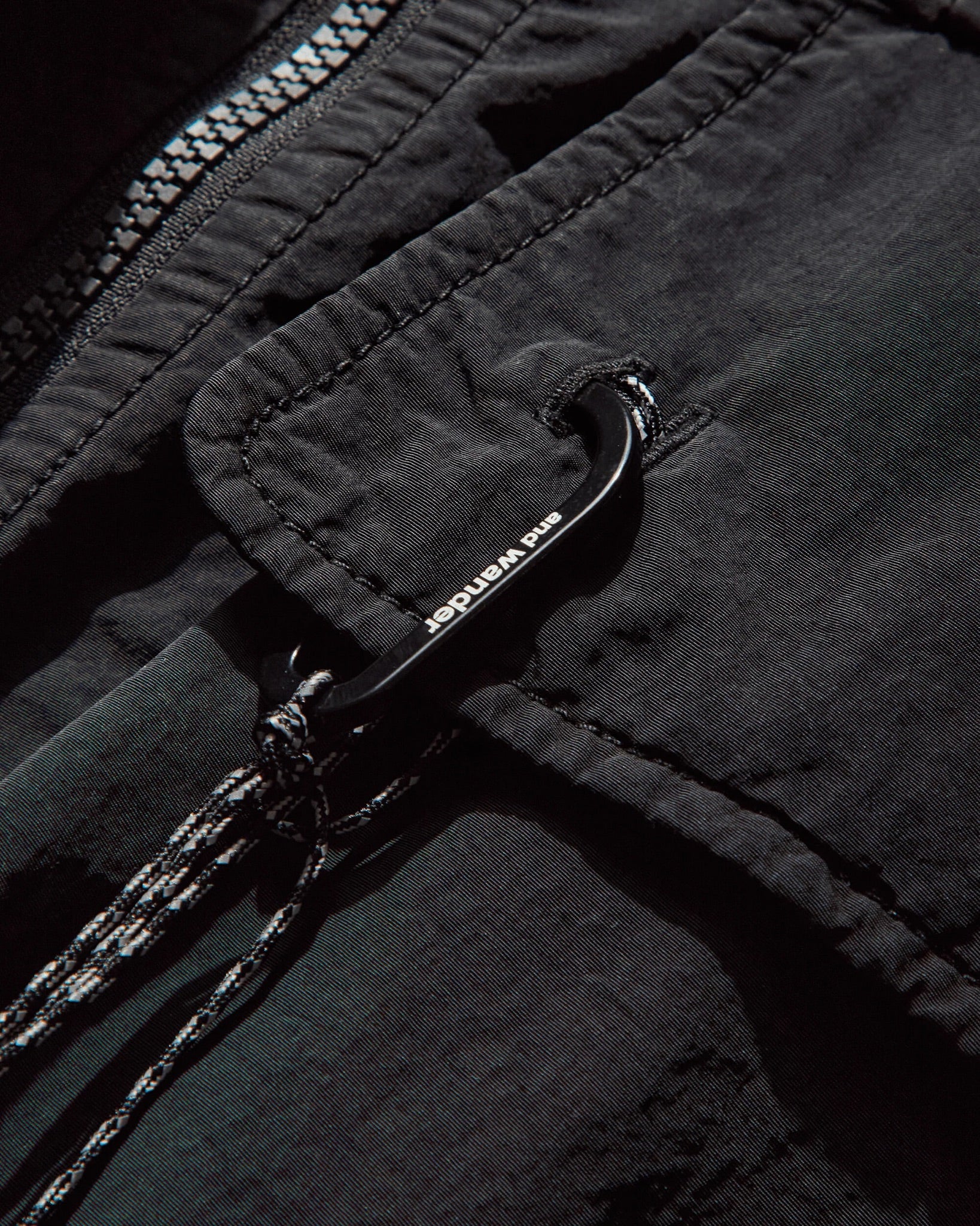 Black Garment Dyed Nylon Hooded Jacket