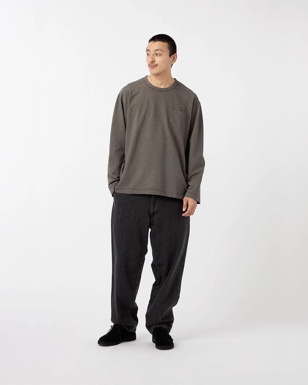 Black/Gray Micro Stripe Pocket L/S Tee