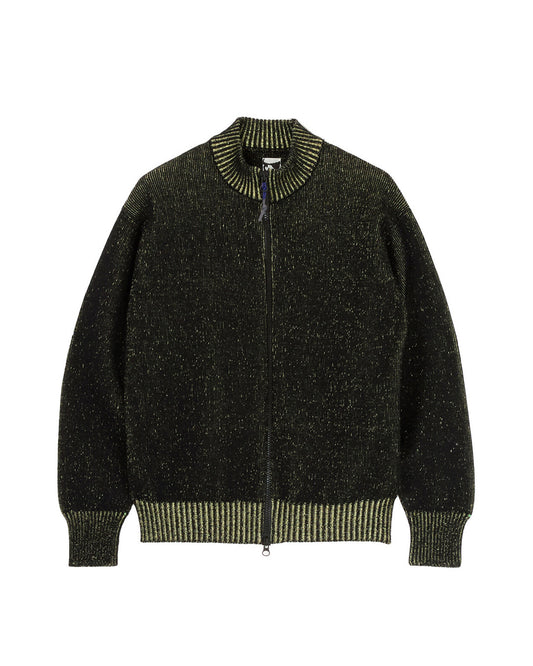 Herren Black Aimless Compact Knit Full Zipped Sweater