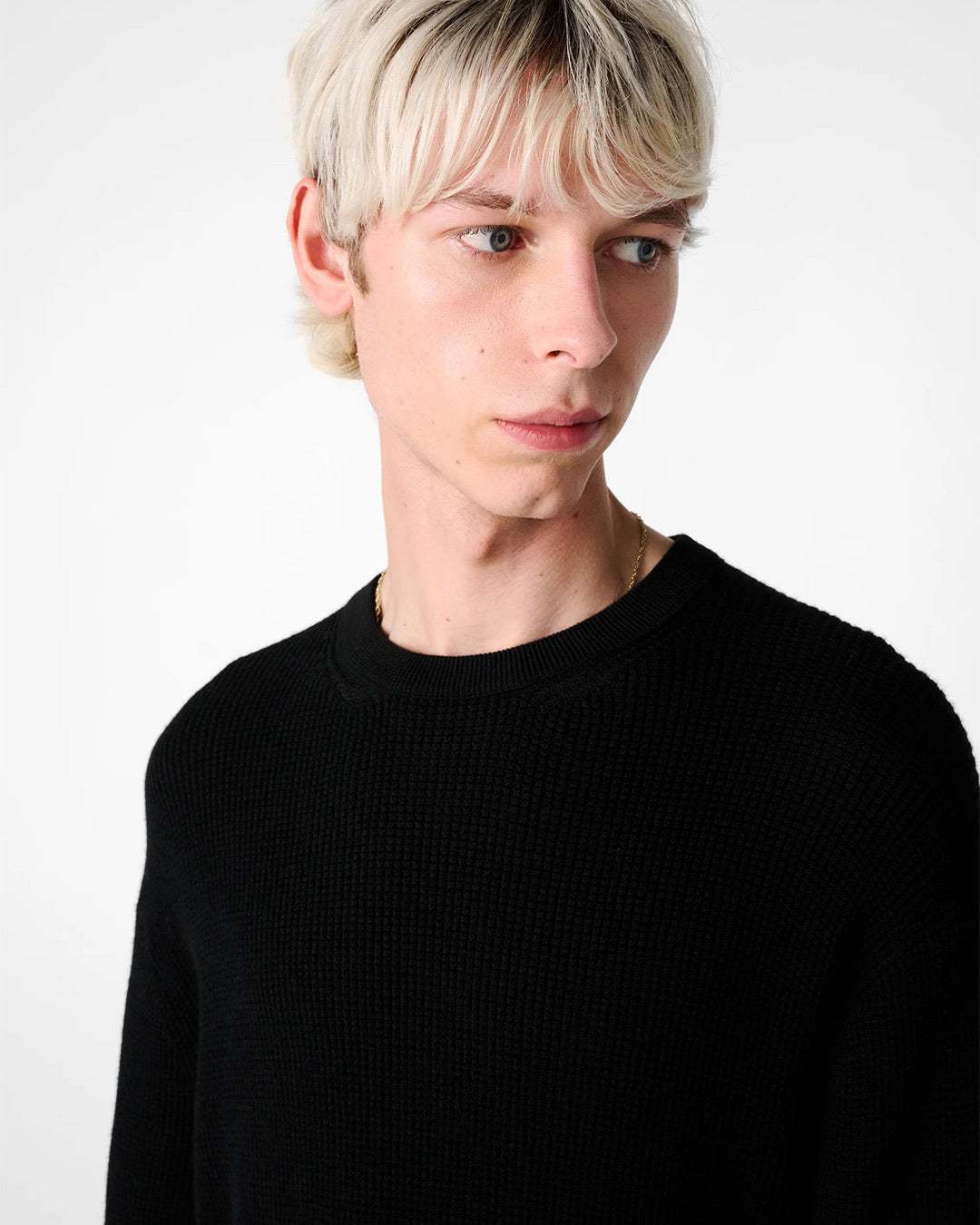 Black Portland Cashmere Waffle Knit