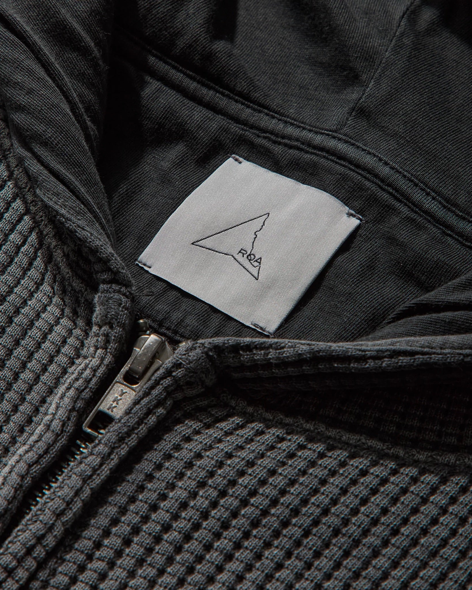 Black Bee Sun Faded Waffle Zip Up Hoodie