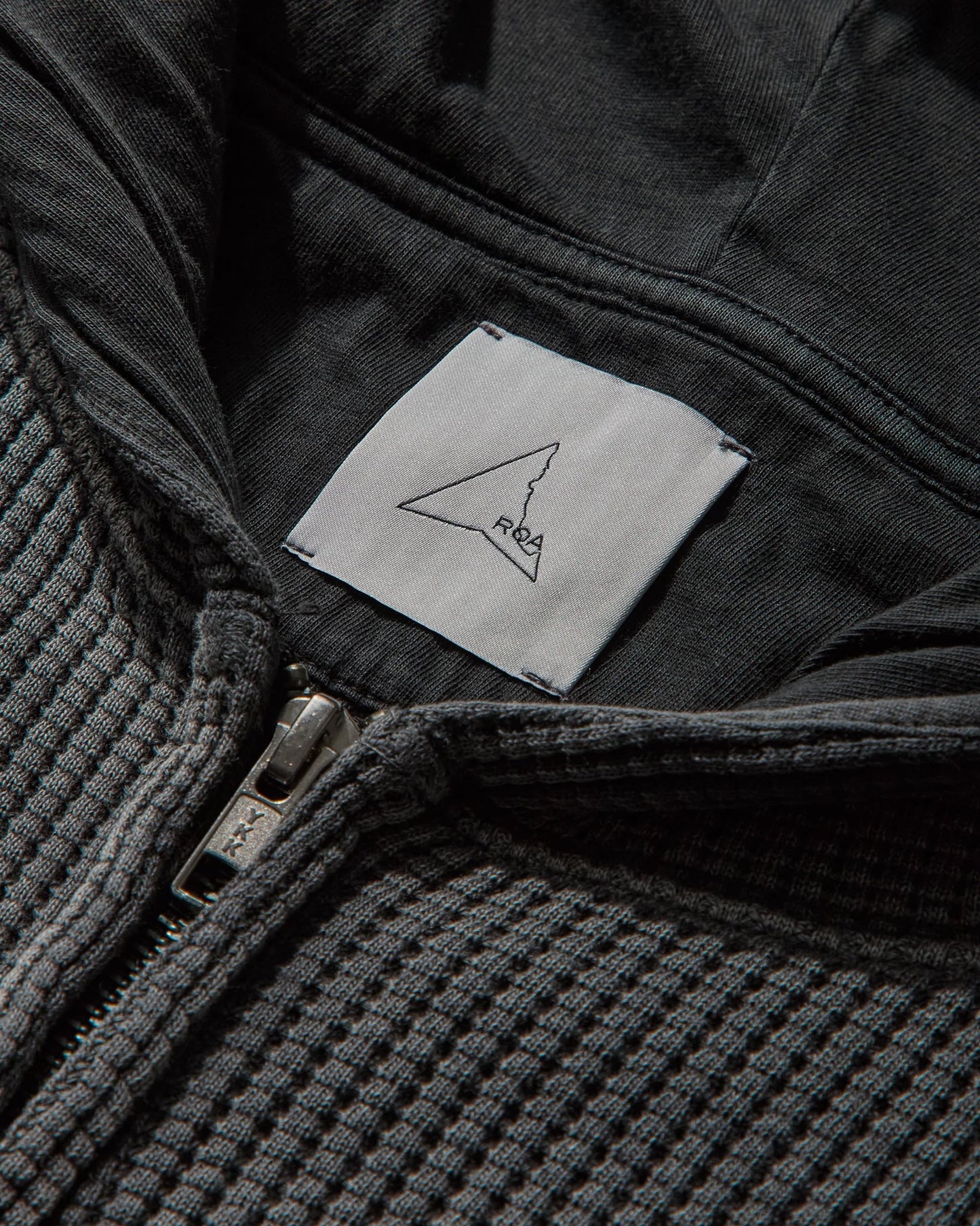 Black Bee Sun Faded Waffle Zip Up Hoodie