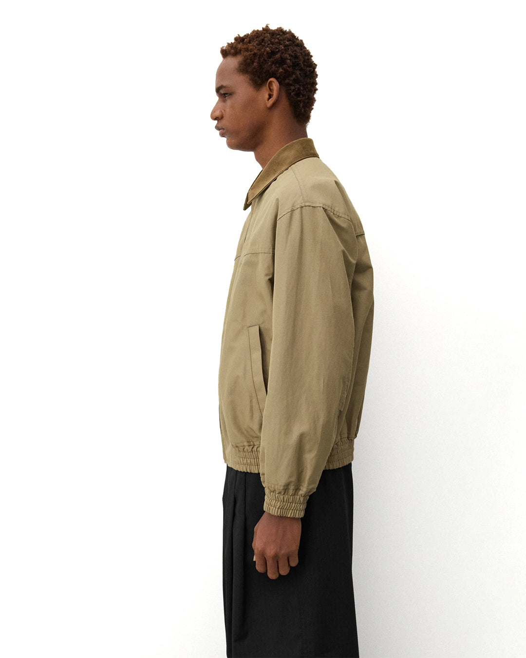 Beige Polyester Ramie Weather Jacket