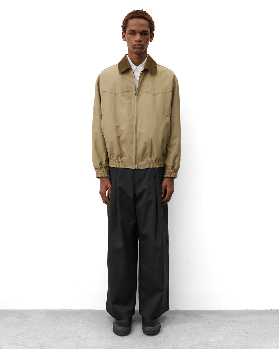 Beige Polyester Ramie Weather Jacket