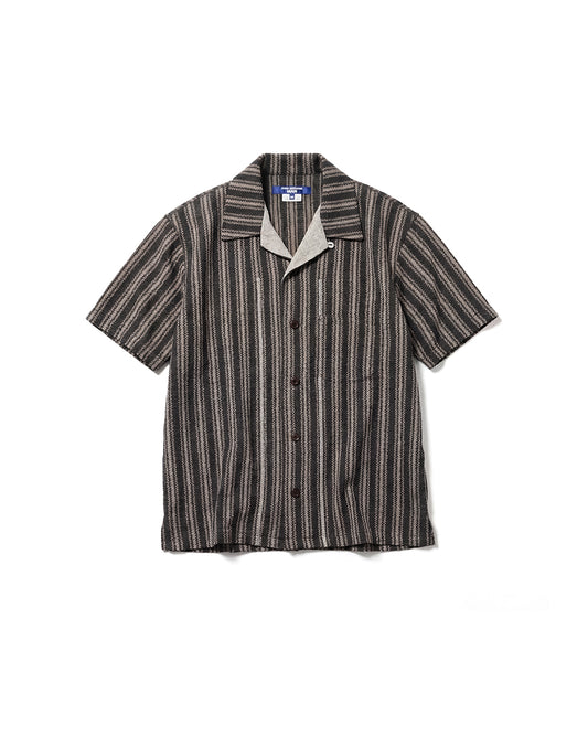 Brown/Beige Wool Raschel Short Sleeve Shirt