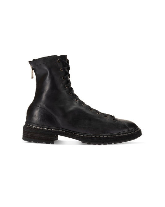 Black Horse Leather 5212BZV Laced Up back Zip Boots