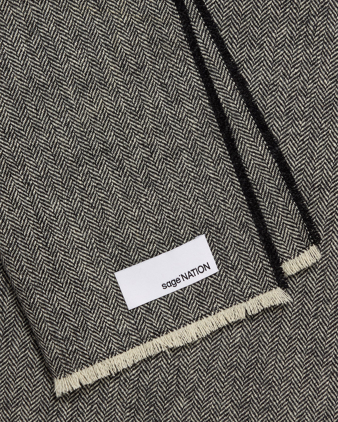 Black/White Herringbone Scarf