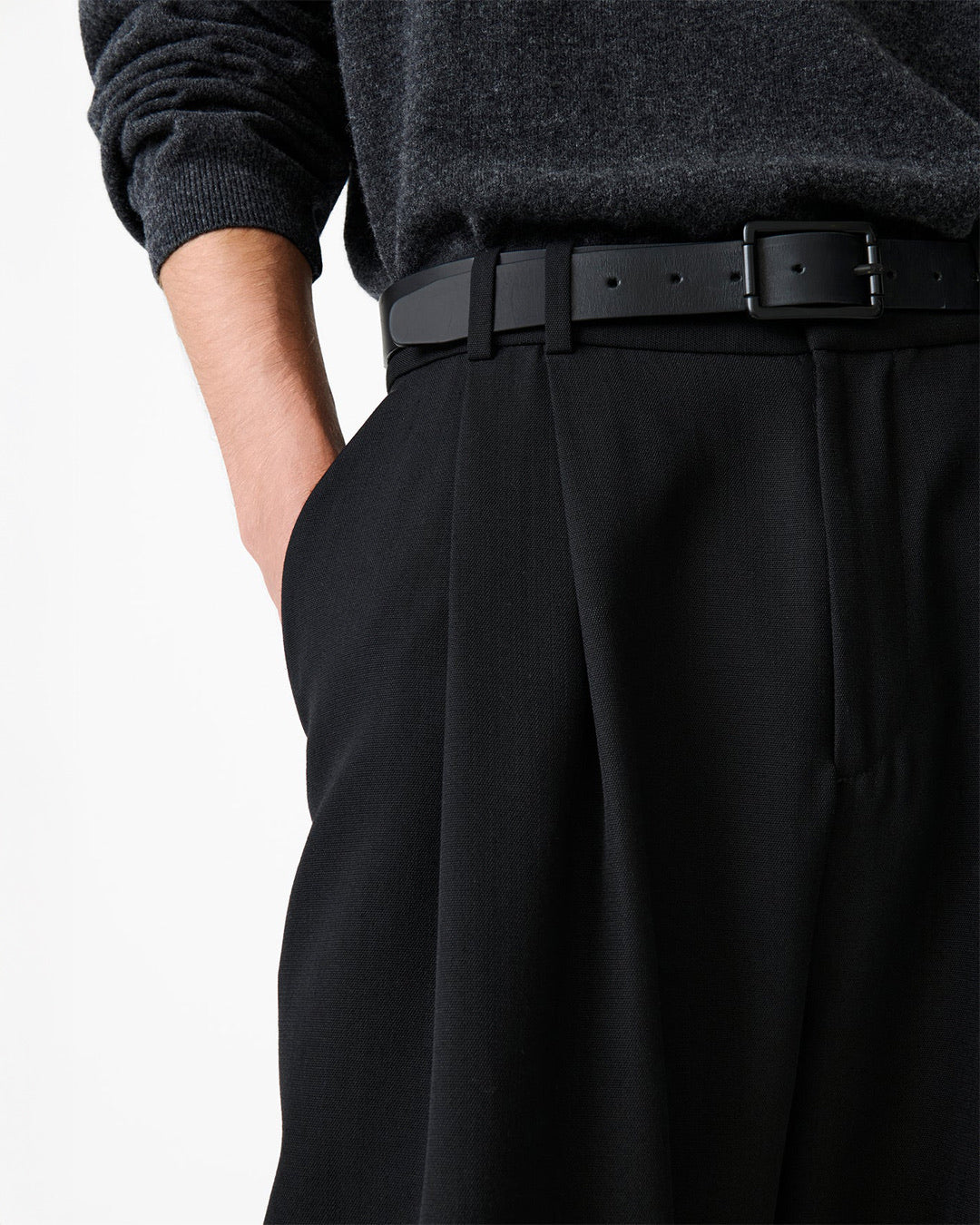 Black Line Double Pleat Volume Pant
