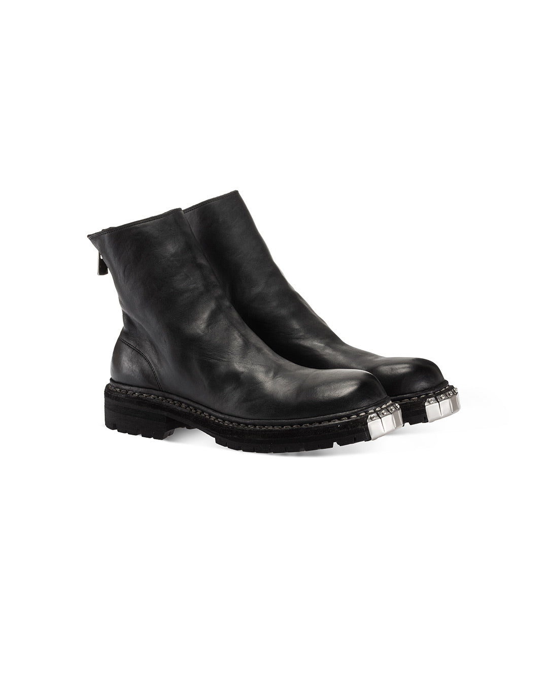 Black Horse Leather GR06V Back Zip Big Daddy Boots