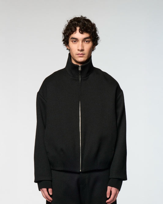 Black Stand Collar Bud Blouson