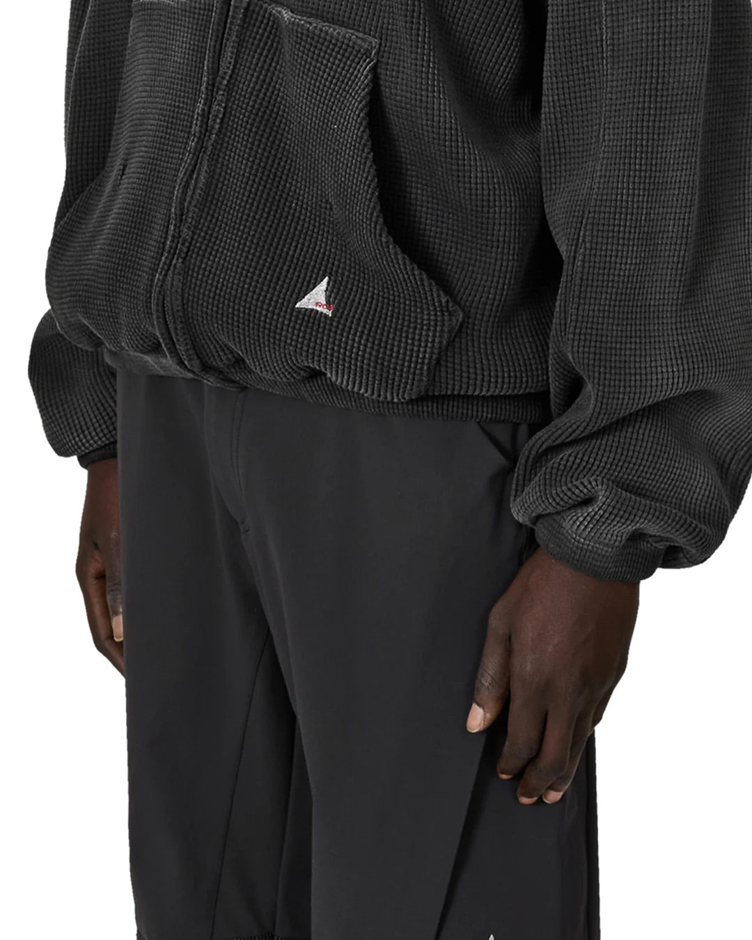 Black Bee Sun Faded Waffle Zip Up Hoodie