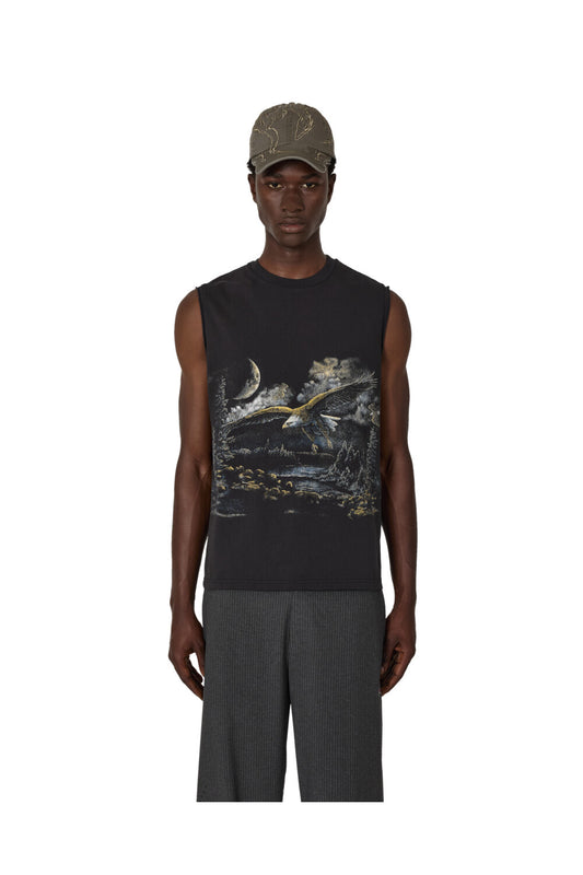 Washed Black Fai Sleeveless Tee