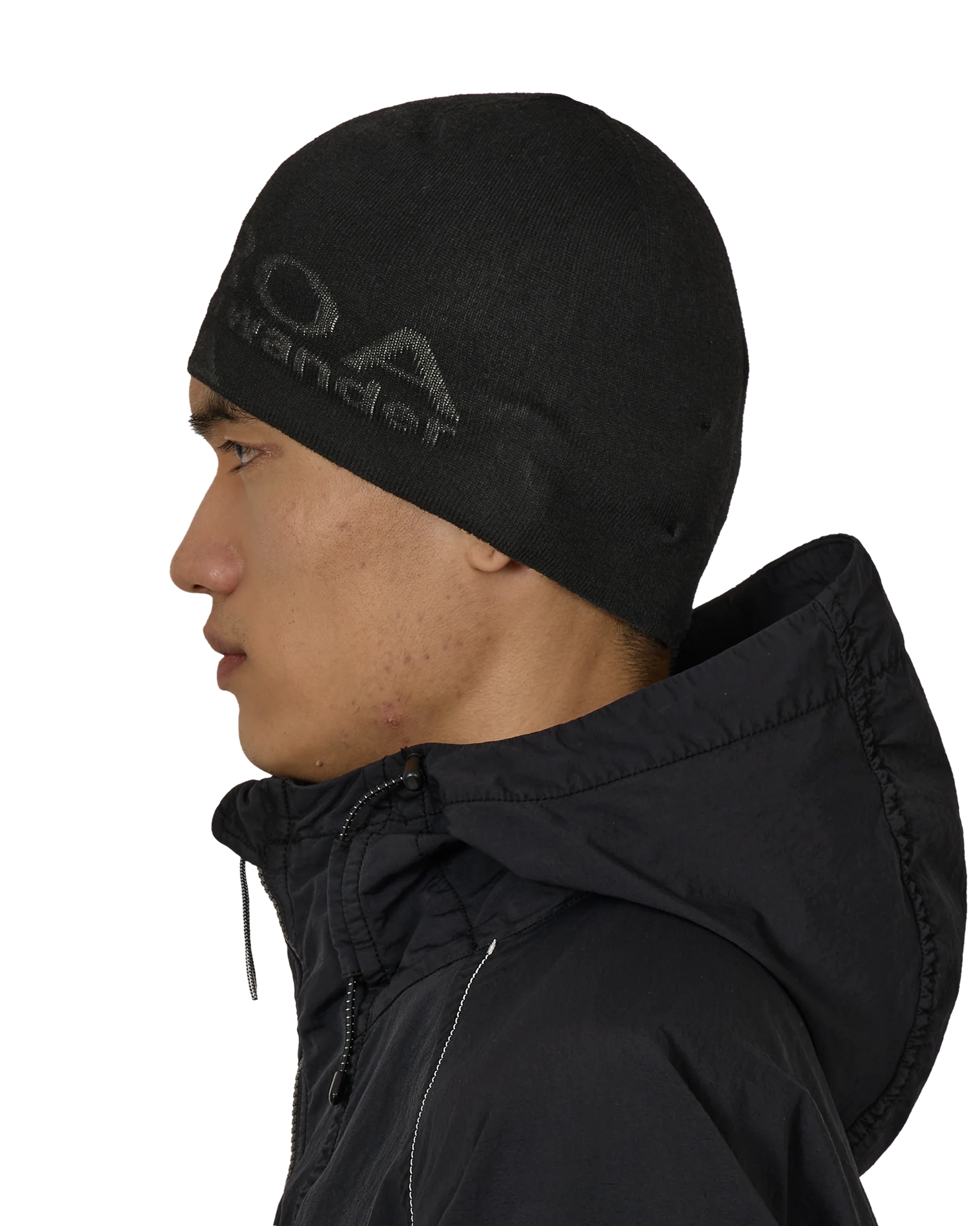 Black Logo Cotton Beanie