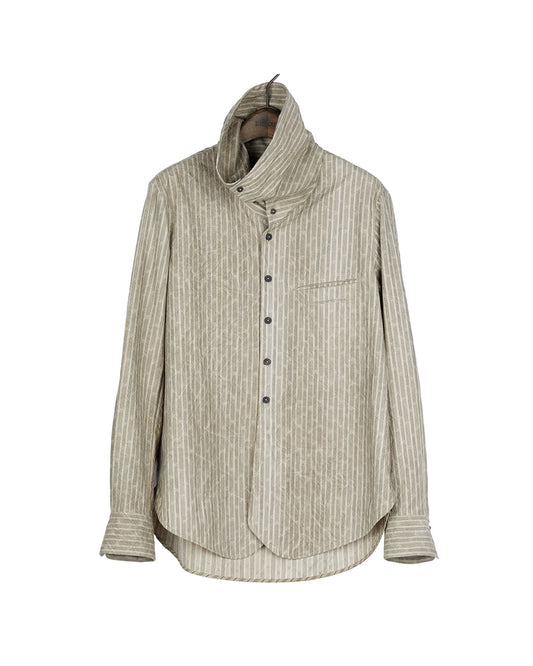 High Collar Jacquard Stripe Shirt