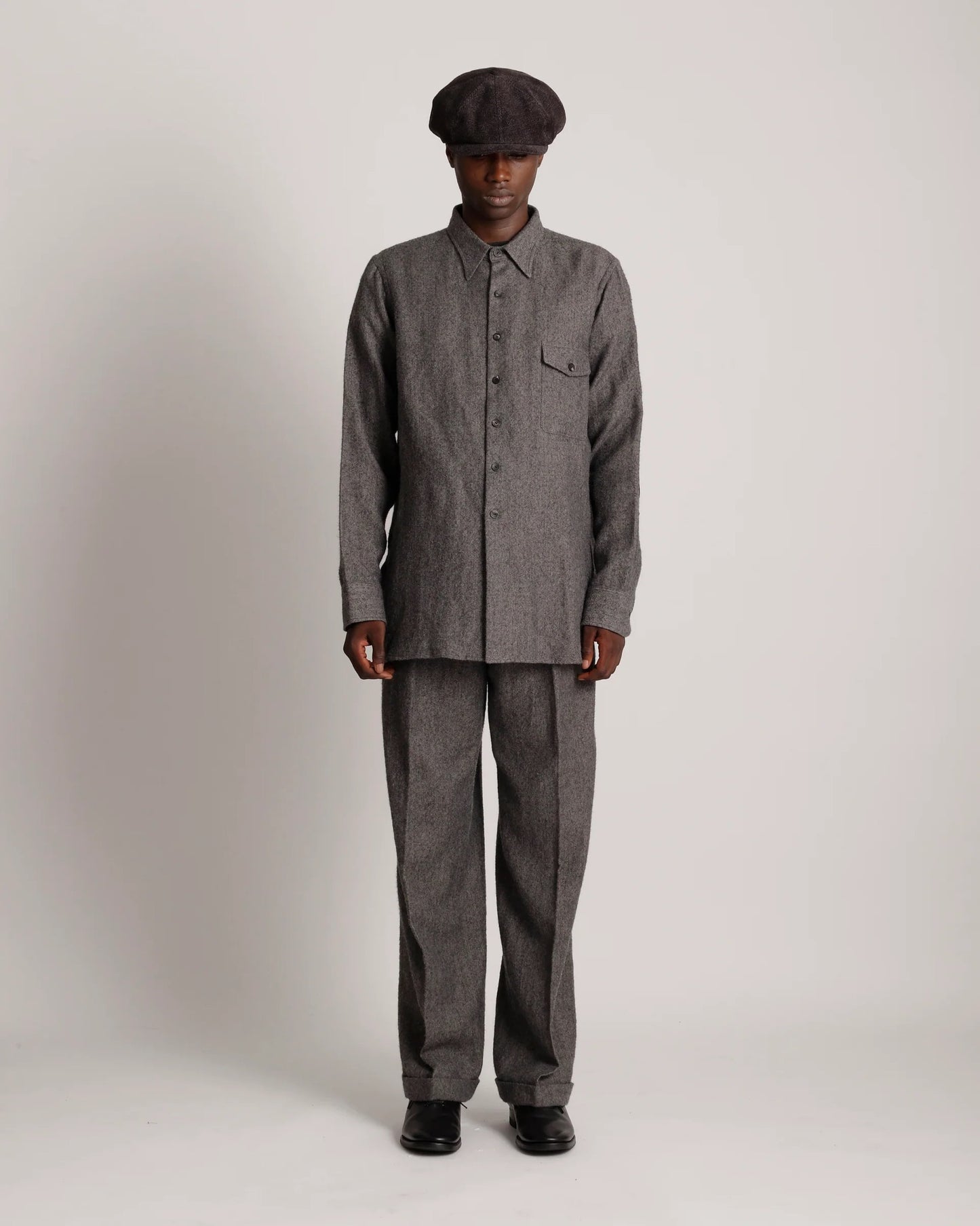 Charcoal Lot.116 Long Point Collar Sports Shirts