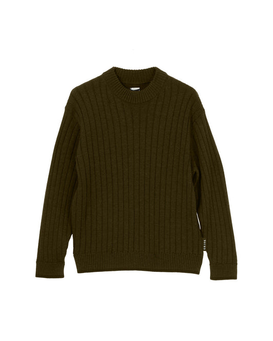Army Green Rib Crew Neck Workwear