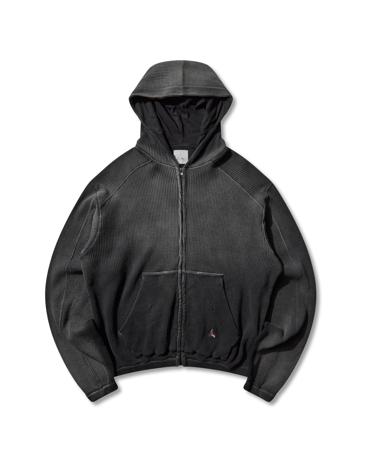 Black Bee Sun Faded Waffle Zip Up Hoodie