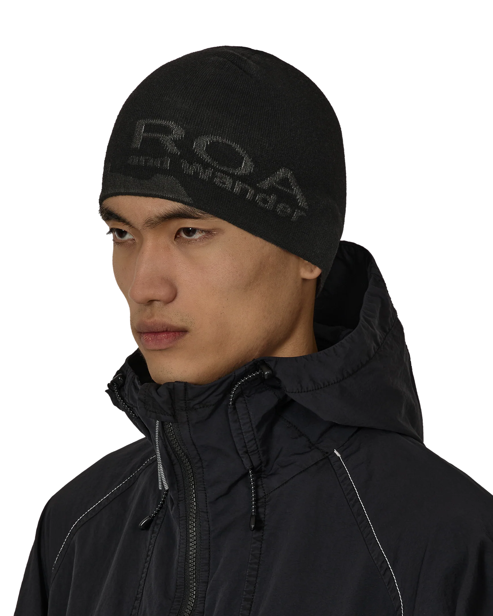 Black Logo Cotton Beanie