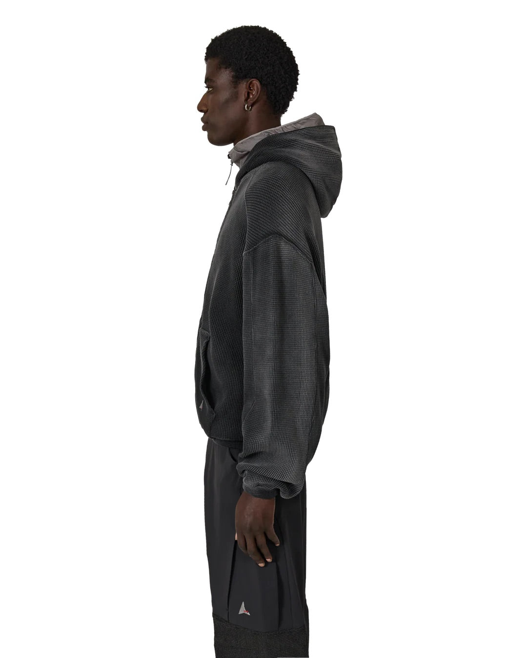 Black Bee Sun Faded Waffle Zip Up Hoodie