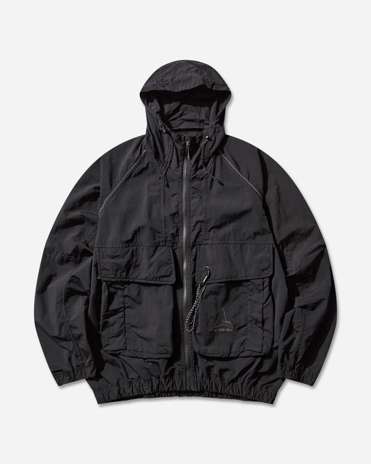 Black Garment Dyed Nylon Hooded Jacket