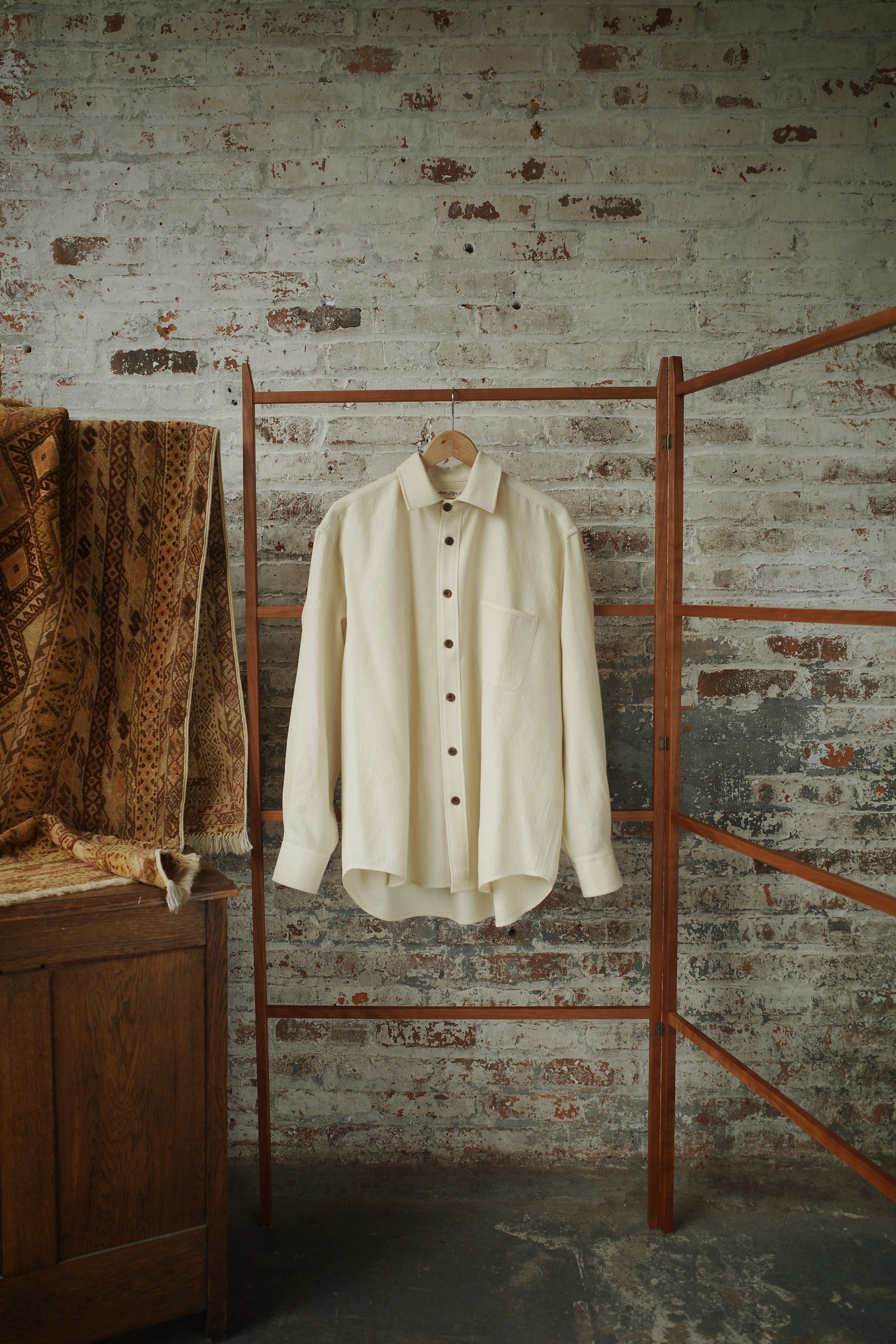 Butter Microcheck Wool Dobby Easy Shirt